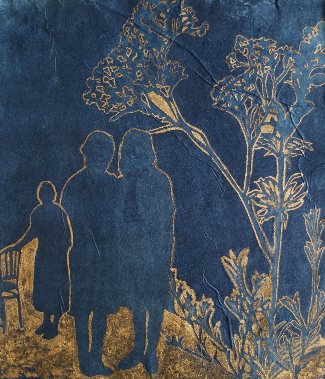 Letting Go_Monica Chulewicz_Cyanotype and gold leaf on Hosho paper